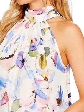 Anthropologie Bishop + Young Elle Print Tie Neck Top Blouse